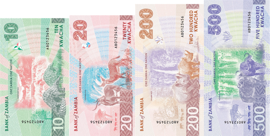 (589) ** PNew (PN62,63,66,67) Zambia - 10,20,200,500 Kwacha